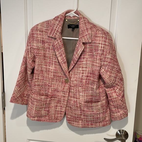 Talbots pink tweed wool blazer size 4P - Picture 3 of 5